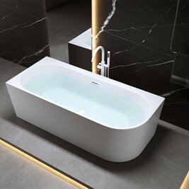 Wanna przyścienna biały przelew oraz korek narożna lewa 150 cm Mera Hydrosan