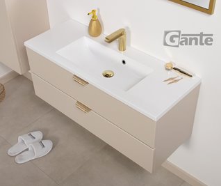 Szafka łazienkowa piaskowa z umywalką złoty uchwyt 100 cm Magnolia Gante