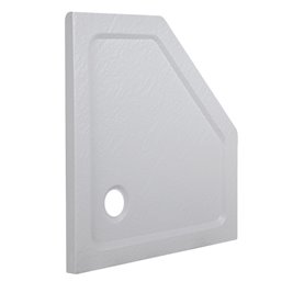 Biały brodzik prysznicowy pięciokątny struktura kamienia 100x100 RAVE-WH-100 wysokość 5 cm