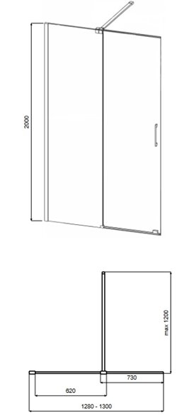 Ścianka prysznicowa rozsuwana 130 cm Vayo Black Besco