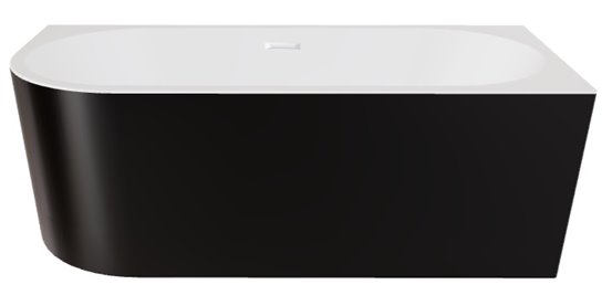 Wanna przyścienna czarno-biała narożna prawa syfon z przelewem chrom 170 cm Zoya B&W Besco WAS-170ZBP