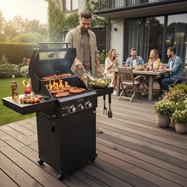 Grill gazowy ZEUS-A kolor czarny ruszt żeliwny moc 8,5 kW + pokrowiec + palnik boczny zdjęcie 10