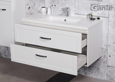 Biała matowa szafka łazienkowa wisząca z umywalką 100 cm 46/2 Meiva