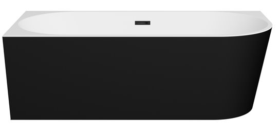 Wanna przyścienna czarno-biała narożna lewa syfon z przelewem czarny 170 cm Zoya B&W Besco WAS-170ZBLC