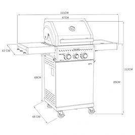 Grill gazowy ZEUS-A kolor czarny ruszt żeliwny moc 8,5 kW + pokrowiec + palnik boczny zdjęcie 24