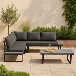 Zestaw mebli ogrodowych metalowych stół i narożnik Toba kolor czarny