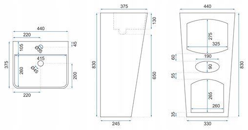 Umywalka wolnostojąca ceramiczna Aris Rea
