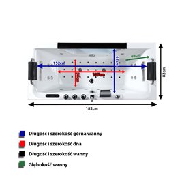 Wanna z hydromasażem prostokątna 182x82 cm Carina 938 Hydrosan