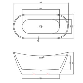 Wanna wolnostojąca biała przelew oraz korek biały 180 cm Rica Hydrosan