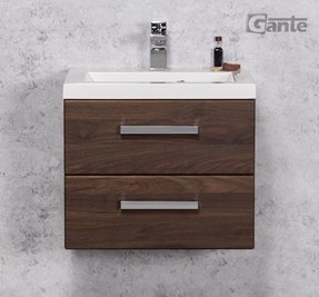 Szafka łazienkowa wisząca z umywalką 50 cm 39/2 Fokus kolor orzech