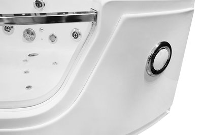 Wanna z hydromasażem narożna 135x135 cm MO-0057 biały zagłówek