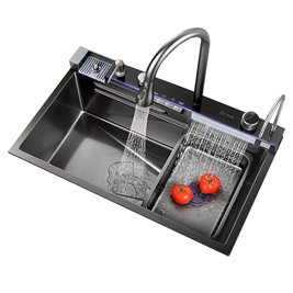 Zlewozmywak kuchenny stalowy jednokomorowy czarny ARGOS 75X46 ASI 304