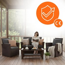 Meble ogrodowe z technorattanu sofa, stół, fotele zestaw Lagos kolor brąz zdjęcie 4