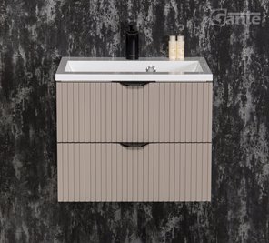 Szafka łazienkowa z lamelami wisząca z umywalką 50 cm 39/2 Victa Lamello kolor fume mat