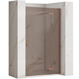 Drzwi prysznicowe uchylne miedź szczotkowana 80 cm Hugo Rea