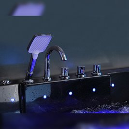 Czarna prostokątna wanna z hydromasażem 160x84 cm Iris 933C Hydrosan