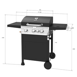 Grill gazowy APOLLO-B kolor czarny ruszt żeliwny moc 11,5 kW + pokrowiec + palnik boczny