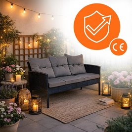 Zestaw mebli ogrodowych z technorattanu sofa, stół, krzesła, pufy Manas zdjęcie 4