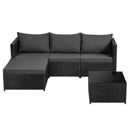 Meble ogrodowe technorattan sofa, stół, dostawka zestaw Volta
