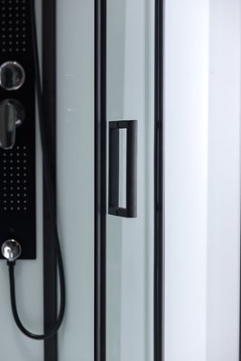 Biała kabina prysznicowa zabudowana 4 ściany na niskim brodziku 90x90 MO-0307