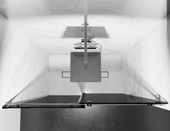 Drzwi prysznicowe rozsuwane prawe/lewe do wnęki 88-91 cm szkło 8mm grafitowe profile chrom Swiss Liniger