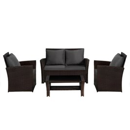 Meble ogrodowe z technorattanu sofa, stół, fotele zestaw Lagos kolor brąz zdjęcie 3