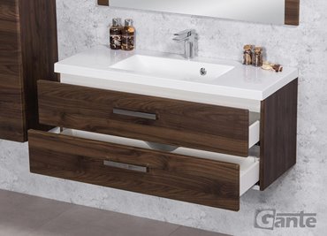 Szafka łazienkowa wisząca z umywalką 100 cm 39/2 Fokus kolor orzech