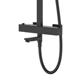 Kolumna natryskowa w kolorze czarnym termostat z wylewką deszczownica kwadratowa CMN02TBLW Ango Corsan