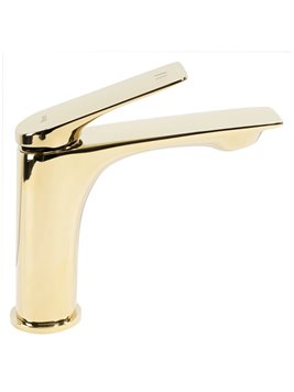 Złota bateria umywalkowa niska Avalon Rea