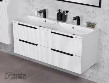 Szafka łazienkowa wisząca frezowana z umywalką 120 cm 46/4 Sydney kolor biały