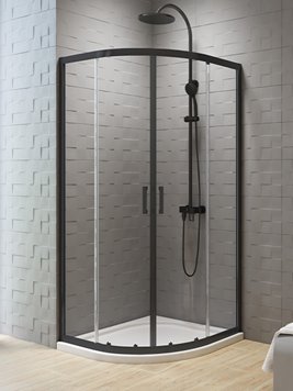 Czarna kabina półokrągła 80x80 cm K-5473 New Varia Black New Trendy