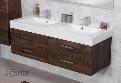 Szafka łazienkowa wisząca z umywalką 140 cm 50/4 Nela Fokus kolor orzech