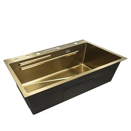 Zlewozmywak kuchenny stalowy jednokomorowy złoty ARGOS 75X46 ASI 304