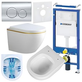 Zestaw podtynkowy stelaż GEBERIT DUOFIX + miska PEAK-WH-GL-RIM-02 + przycisk DELTA 20 chrom