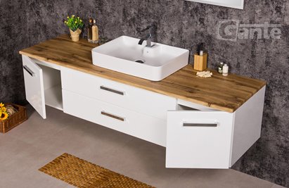Szafka wisząca z umywalką 180 cm blat dąb naturalny 180/50/C2 seria Fokus B