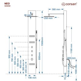 Panel prysznicowy czarny Neo Led Corsan bateria mieszacz zdjęcie 4
