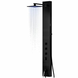 Panel prysznicowy czarny z wylewką Neo Led Corsan bateria mieszacz
