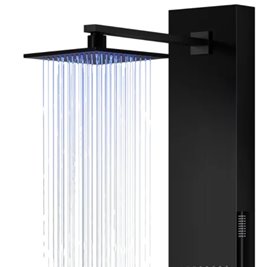 Panel prysznicowy czarny Corsan Neo LED z wylewką