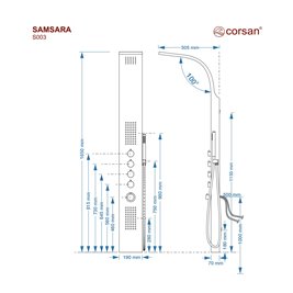 Wymiary panelu Corsan Samsara S003MBGL