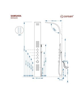 Panel prysznicowy Samsara Corsan LED wersja termostat zdjęcie 4