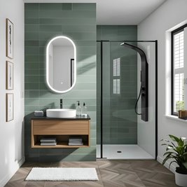 Czarny panel natryskowy Alto w kabinie