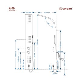 Wymiary panelu Alto Corsan A017TBLW
