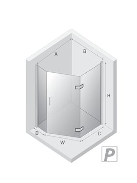 Kabina prysznicowa pięciokątna prawa drzwi uchylne kolor chrom 100x80 cm K-3695 New Trendy Nesta Chrome
