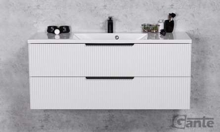 Szafka łazienkowa wisząca frezowana z umywalką 120 cm 46/2 Sydney kolor biały