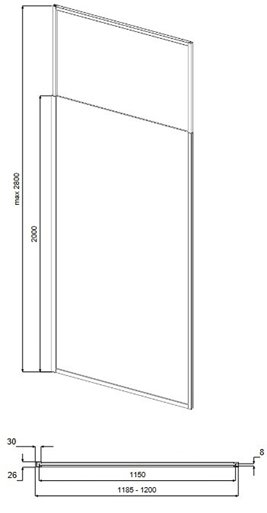 Ścianka prysznicowa w kolorze chrom wspornik sufitowy 120 cm Icon Besco