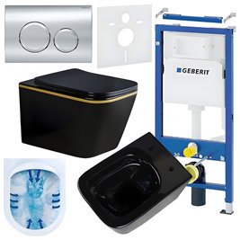 Zestaw podtynkowy stelaż GEBERIT DUOFIX + miska RAIN-BL-GL-RIM-03 + przycisk DELTA 20 chrom