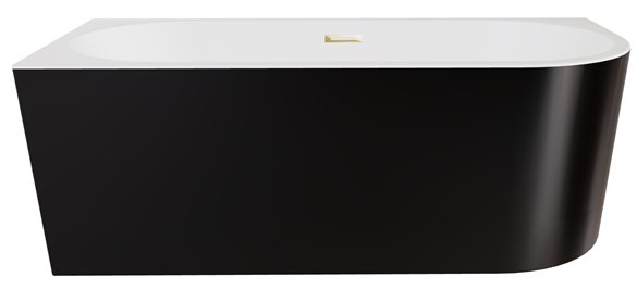 Wanna przyścienna czarno-biała narożna lewa syfon z przelewem złoty 170 cm Zoya B&W Besco WAS-170ZBLZ