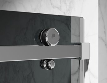 Drzwi prysznicowe rozsuwane prawe/lewe do wnęki 132-141 cm szkło 8mm grafitowe profile chrom Swiss Liniger