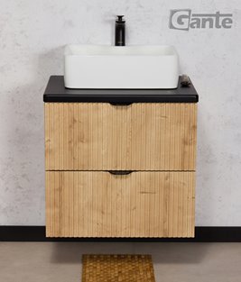Szafka łazienkowa z białą umywalką wisząca dąb naturalny 60 cm Brendo Gante