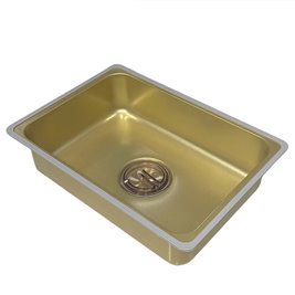 Zlewozmywak kuchenny stalowy jednokomorowy złoty ARGOS 75X46 ASI 304